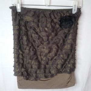 Manifesto S Chocolate Gold Ruffle Crop Top